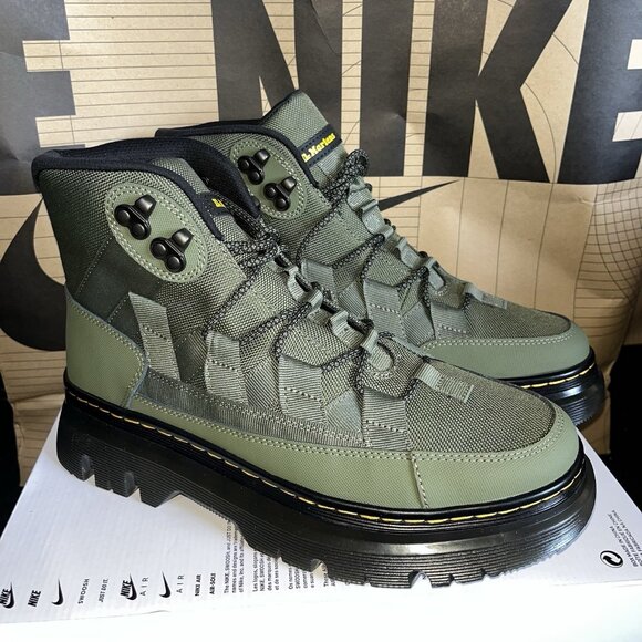 NEW Dr. Martens Boury Combat Boots Green Lace Up Round Toe Ankle Men's Size 13 - Picture 1 of 7